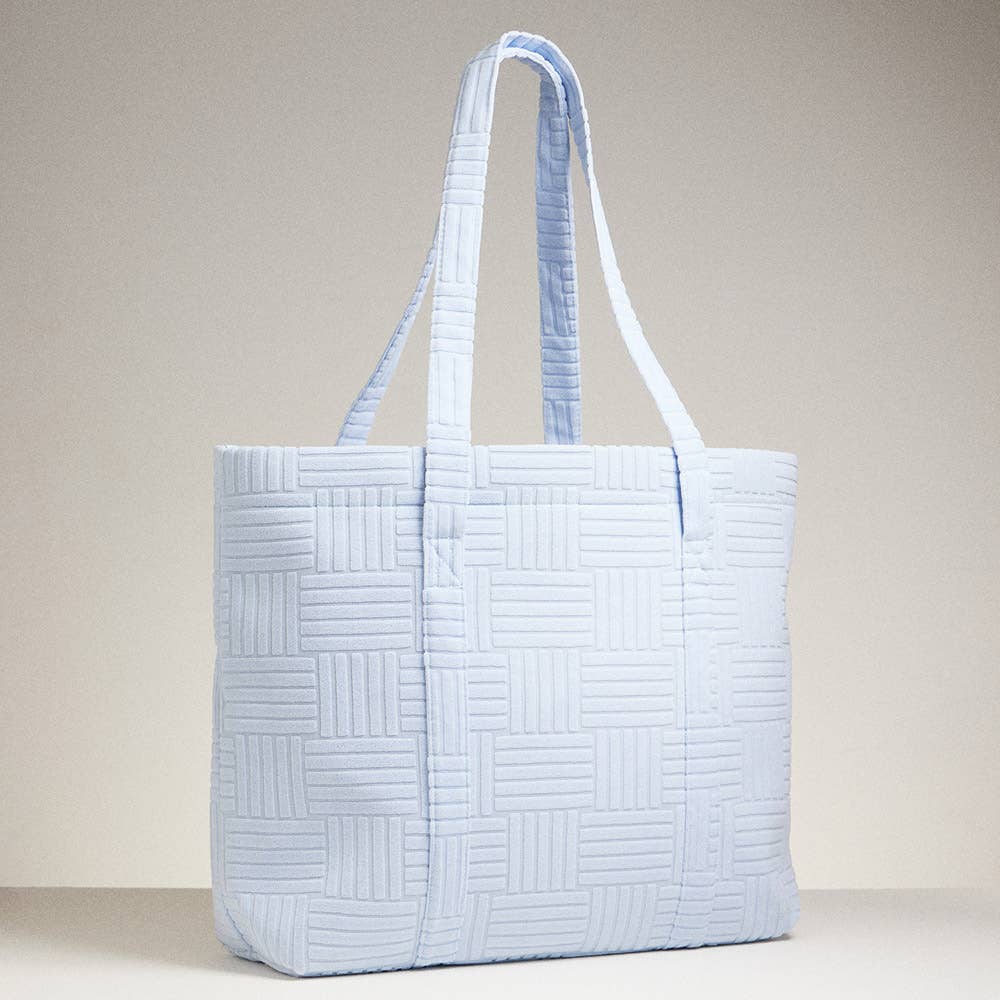 Grid Pattern Everyday Tote Bag: Blue