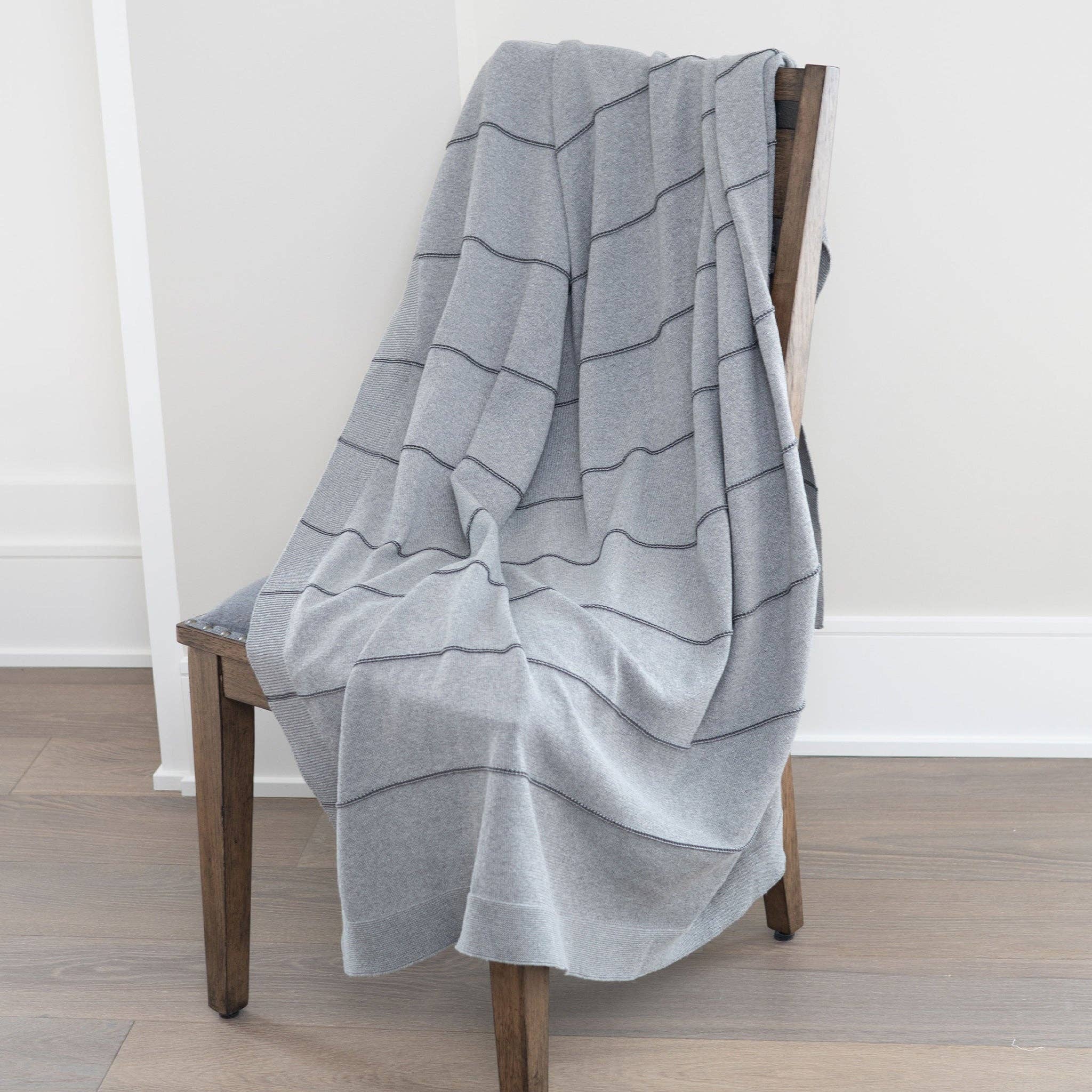 Anika Gray Striped Throw Blanket