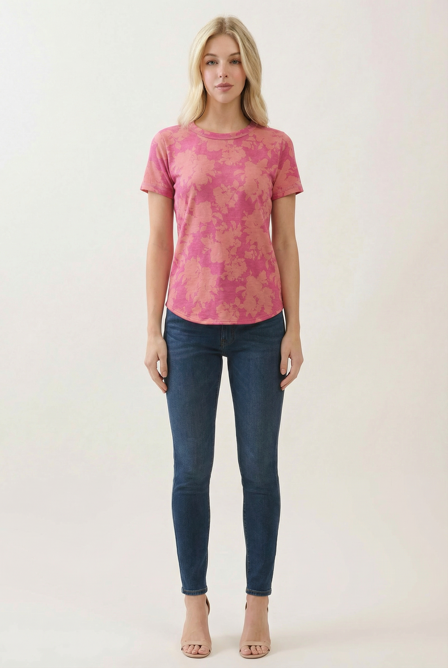 Floral Print Short Sleeve Tee: Floral / XL
