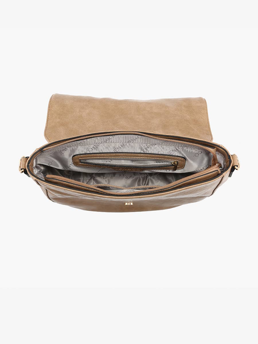 M2681 Foster Distressed Dual Zip Crossbody: Off White