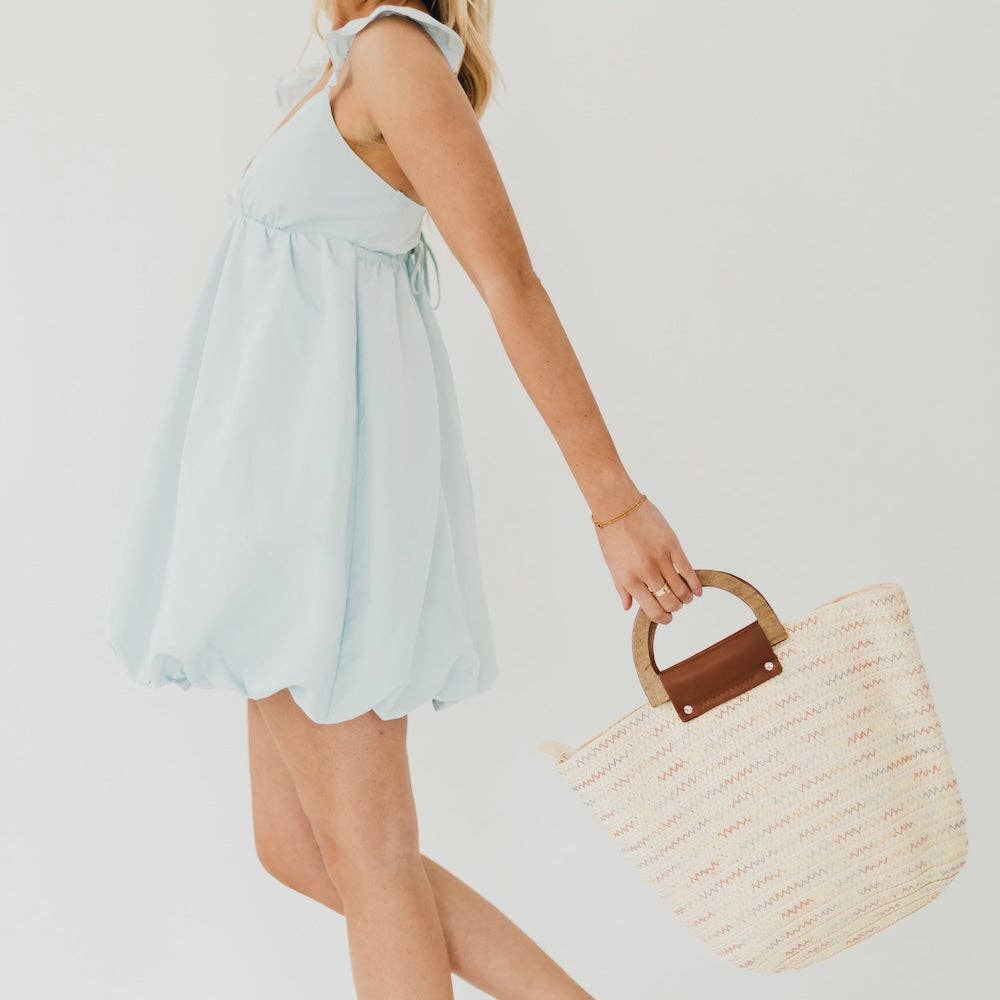 Savannah Straw Tote Bag: Tan