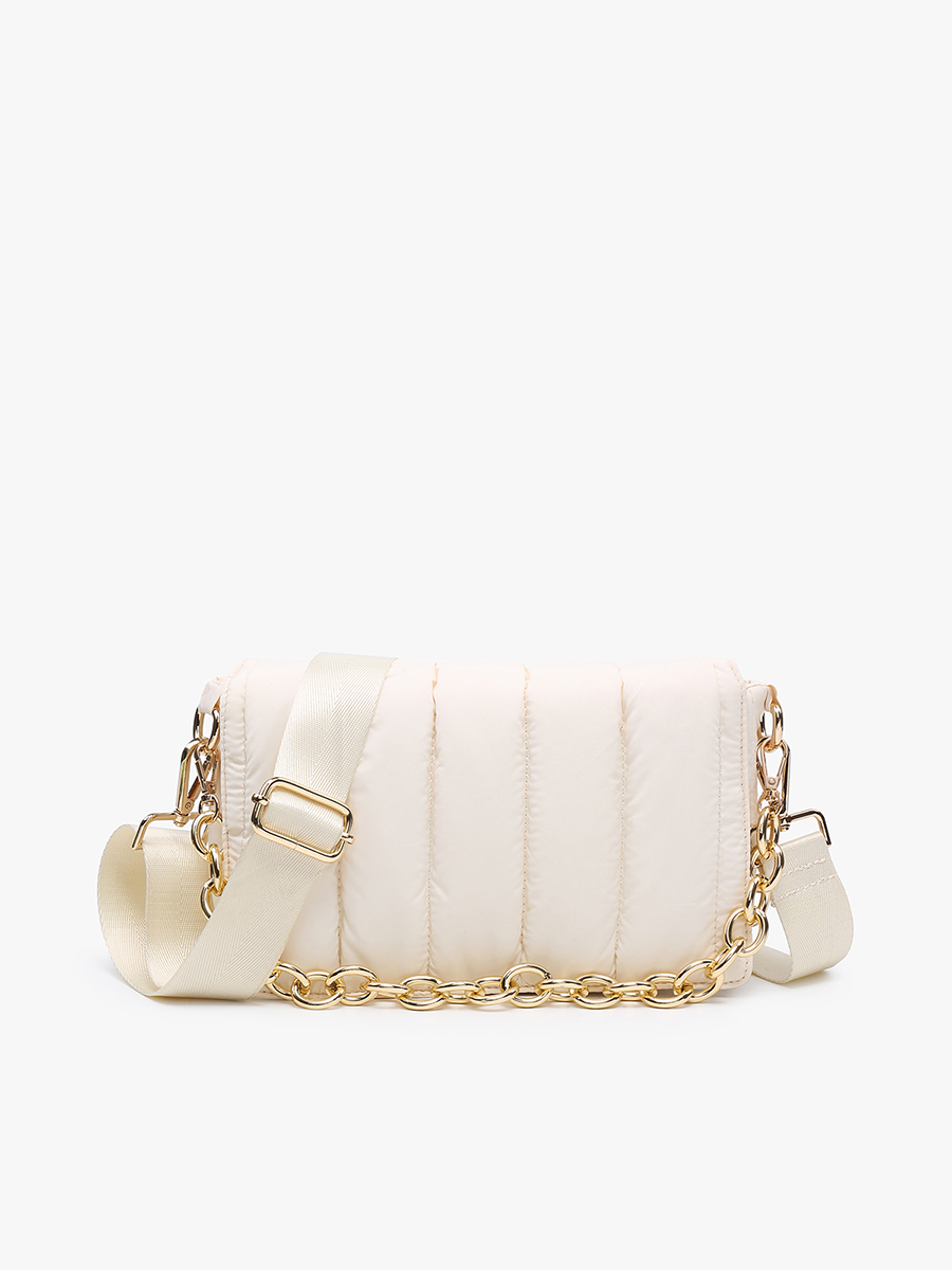Lala Quilted Chain Crossbody: Navy