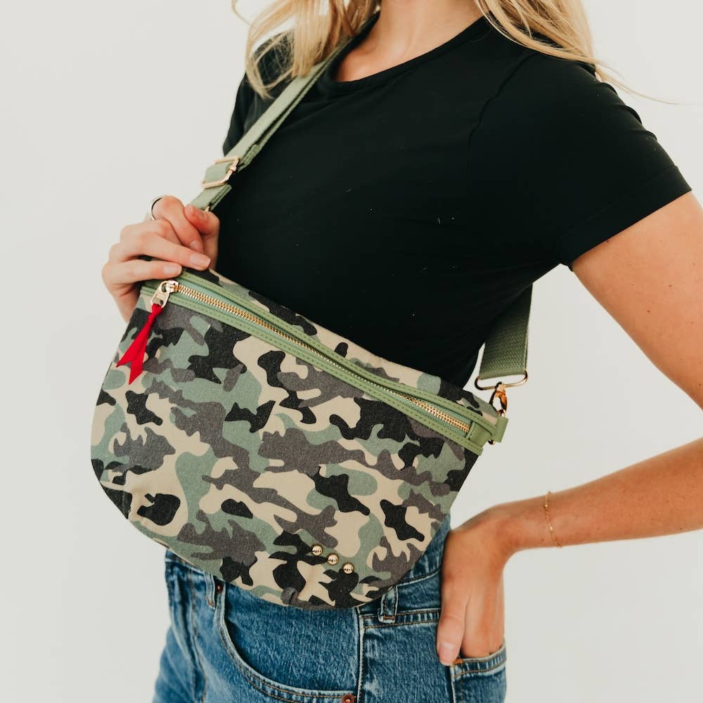 Callahan Canvas Printed Bum Bag: Black & Cream Geometric