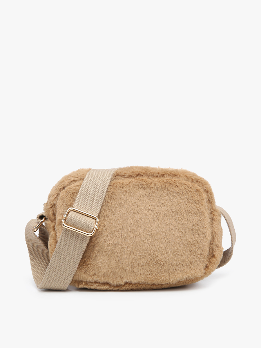 Geneva Faux Fur Belt Bag/Crossbody: Off White