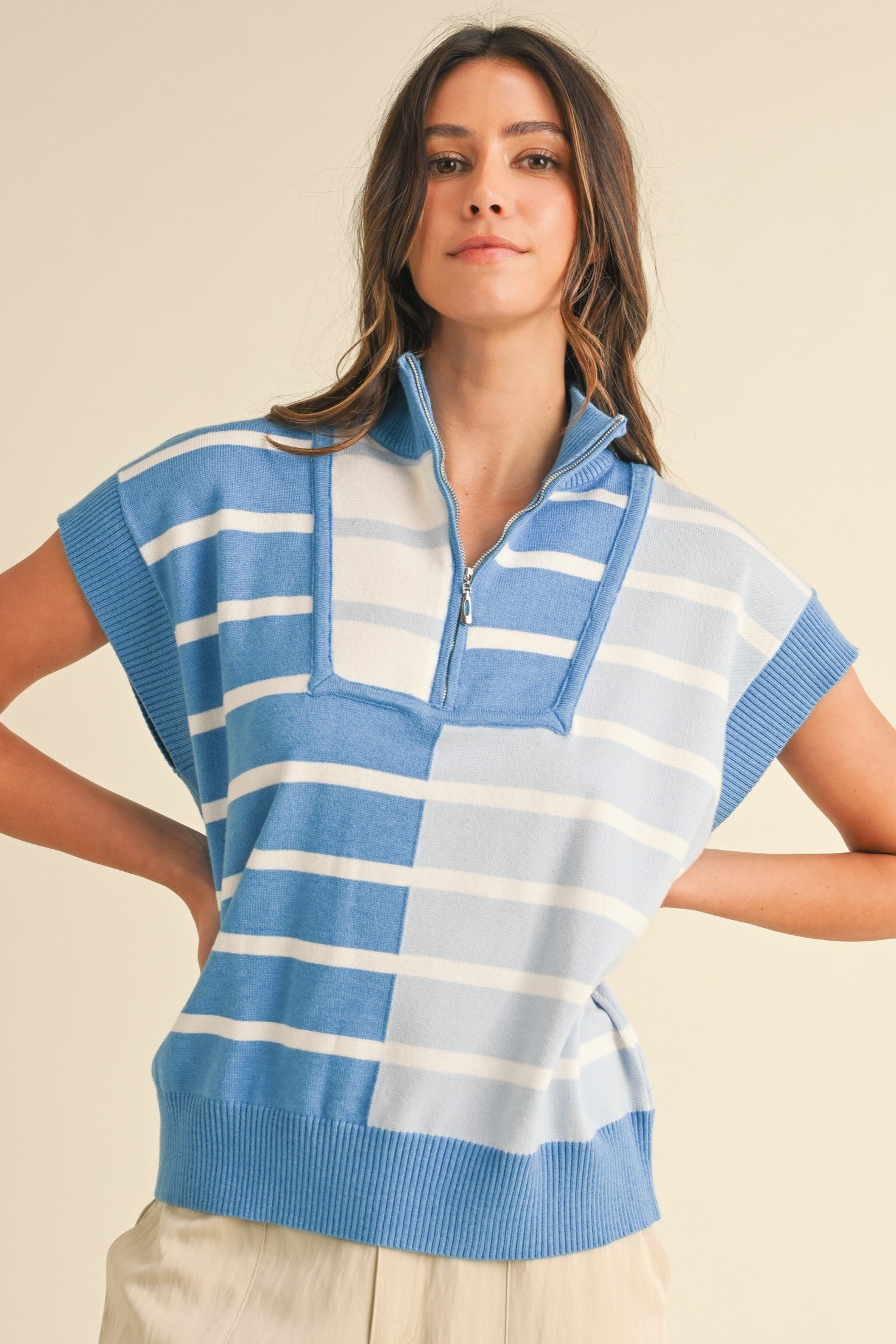 Soft Skies Sleeveless Sweater Top