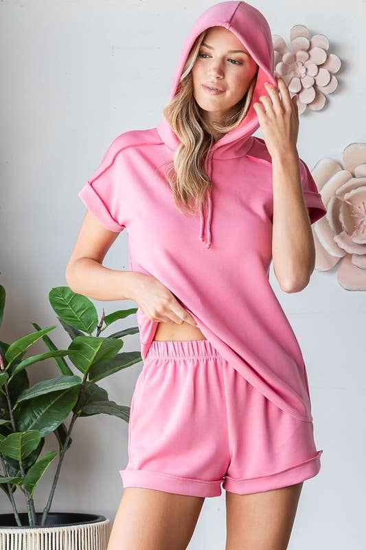 Out The Door Scuba Hoodie Top: BLACK