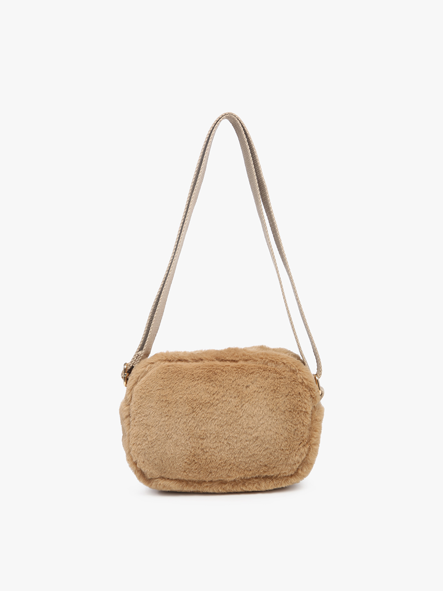 Geneva Faux Fur Belt Bag/Crossbody: Off White