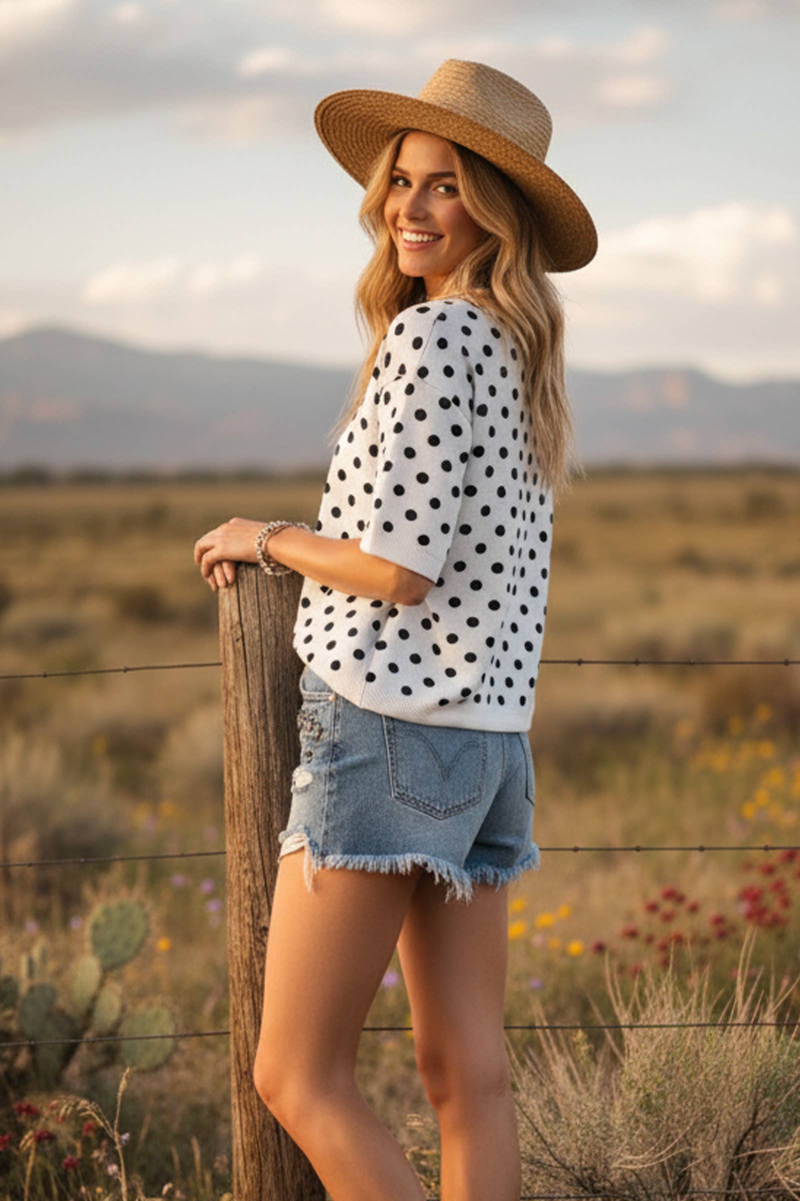 Larken Red Oversized Polka Dot Sweater Top