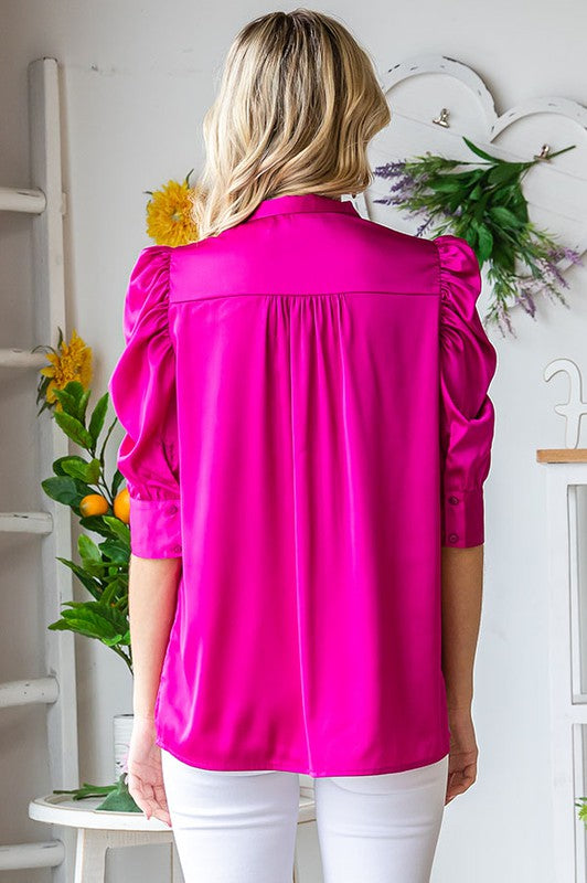 Magenta Satin Blouse