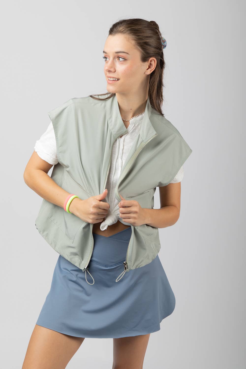 Tee Time Wind Breaker Top in Sage