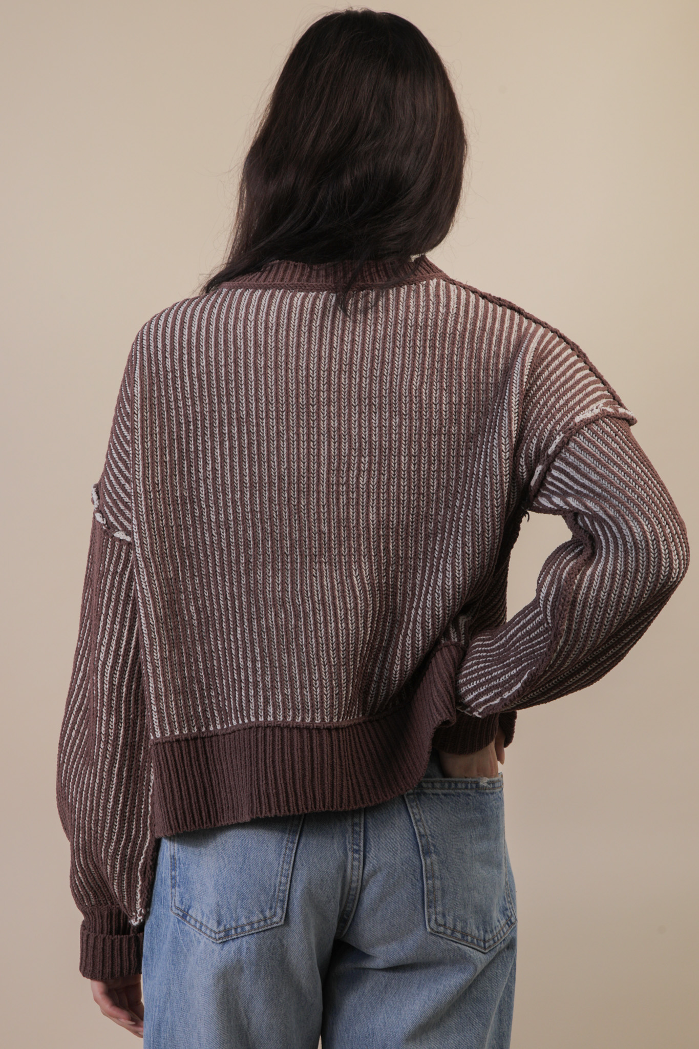 Deeply Happy Brown Textured Sweater