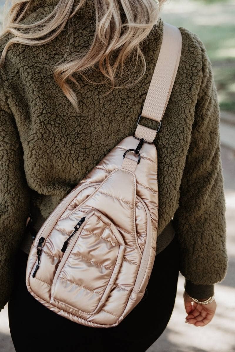 Champagne Metallic Wholesale Sling Bag Women: Champagne
