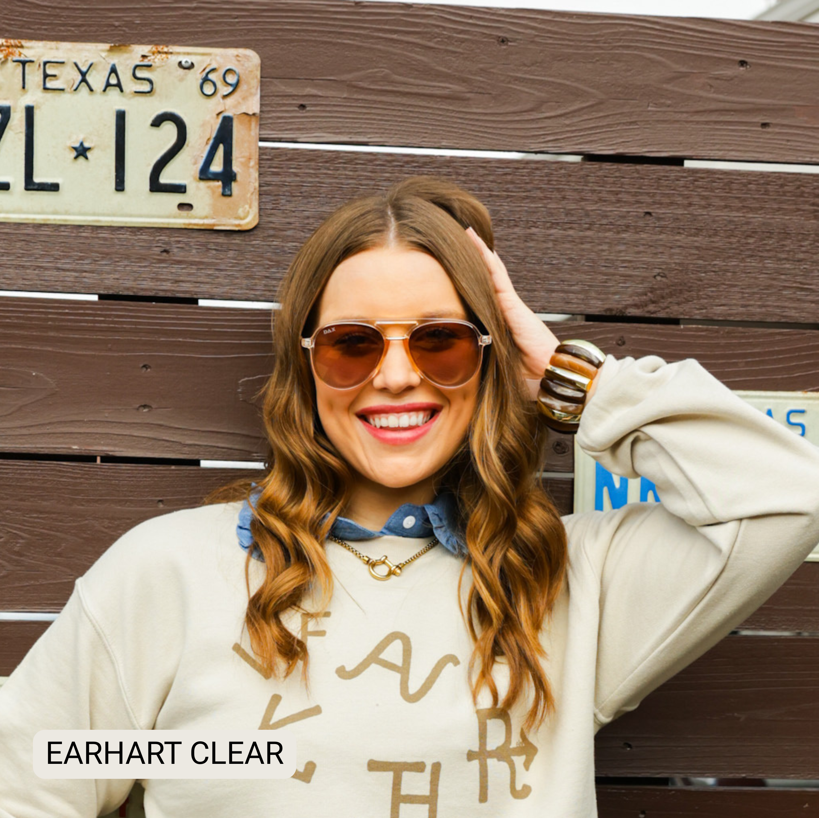 Earhart - Women’s Aviator Sunglasses–Polarized Everyday Chic: Clear