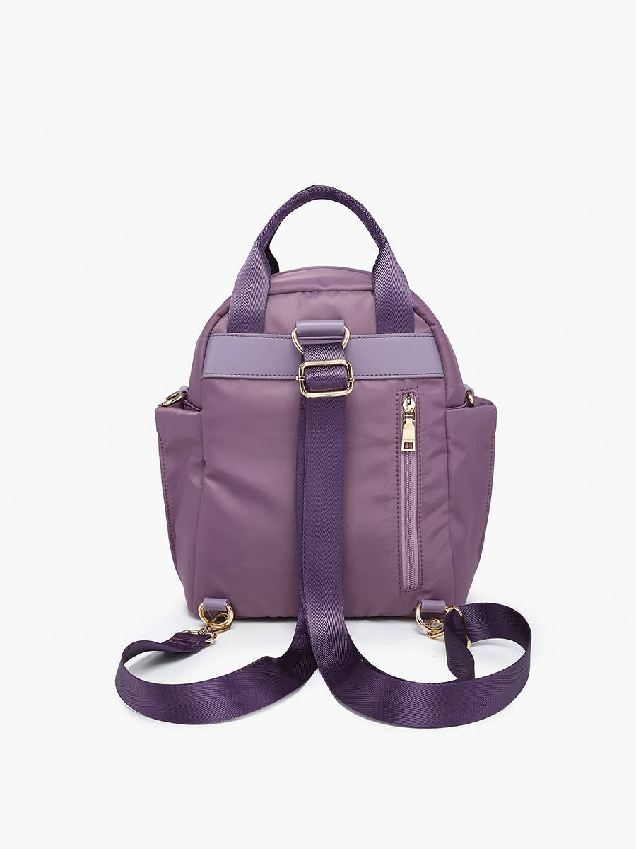 Rita Nylon Backpack w/ Front Pocket & Long Strap: Dark Olive