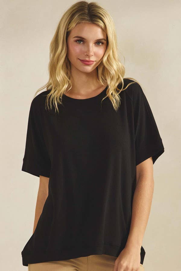 Everyday Soft Ribbed Loose Fit Short Sleeve Top