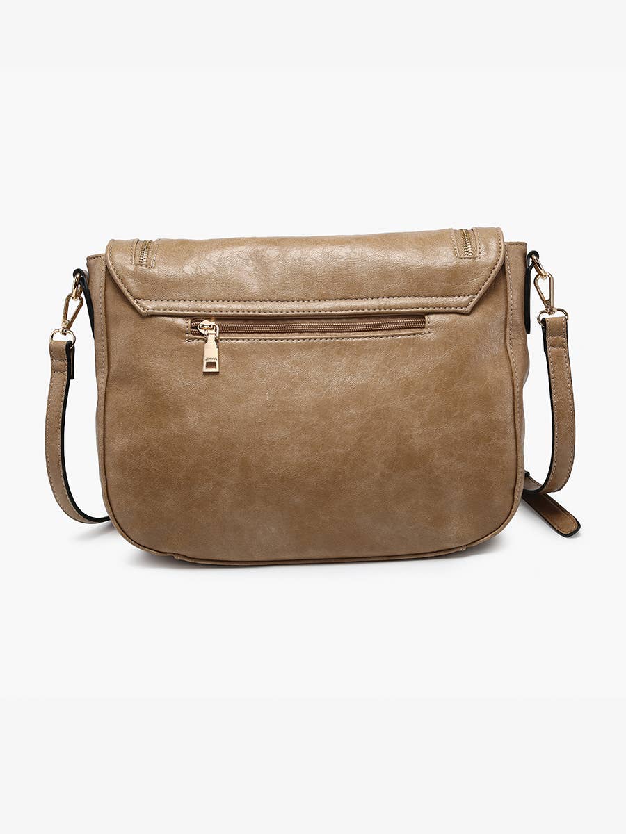 M2681 Foster Distressed Dual Zip Crossbody: Off White