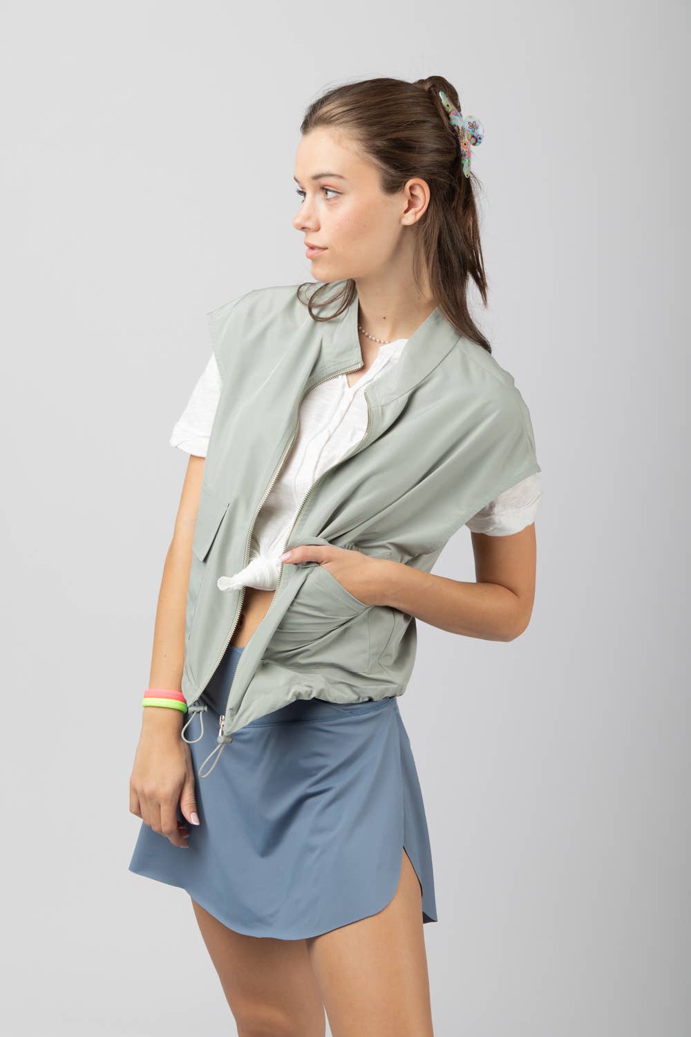 Tee Time Wind Breaker Top in Sage
