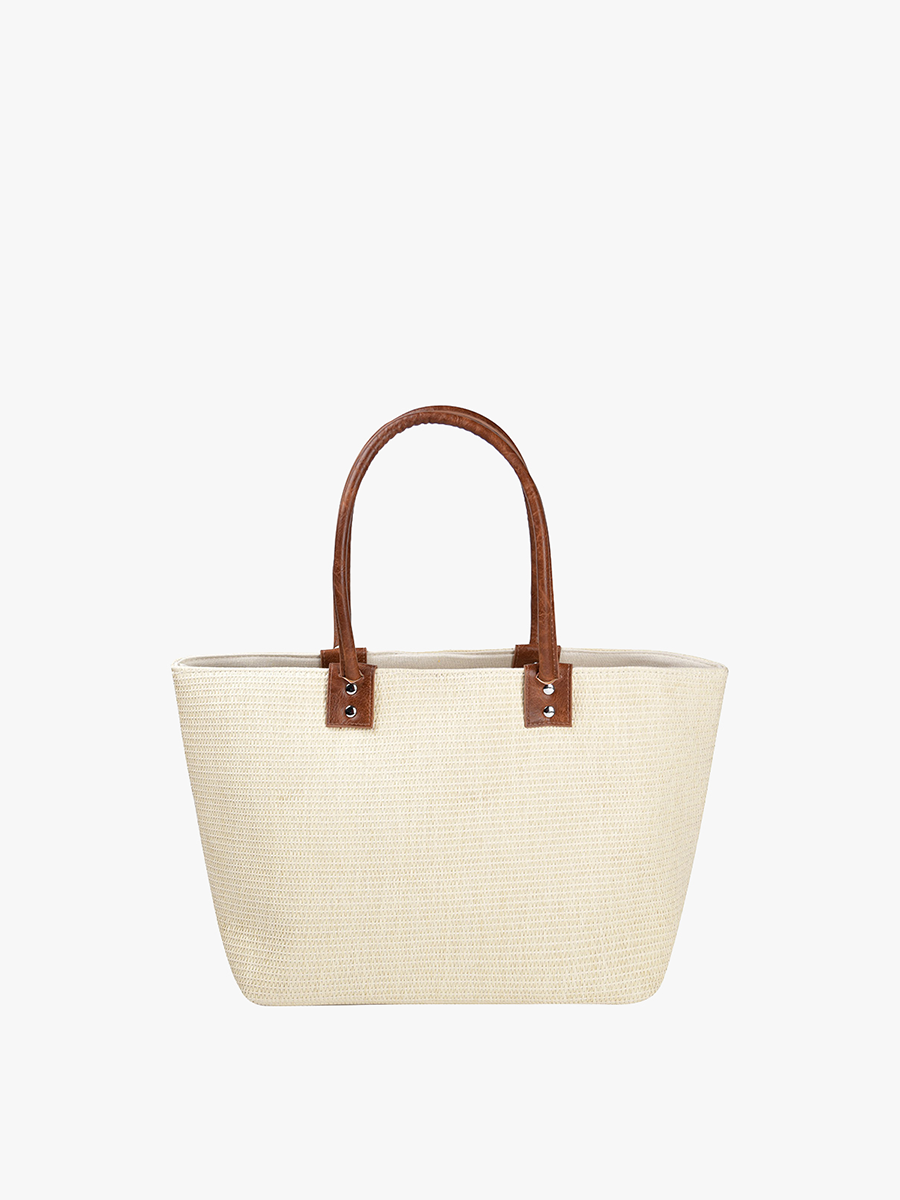 *SALE* R2271 Angelica Small Straw Tote w/ Dual Handles: Tan