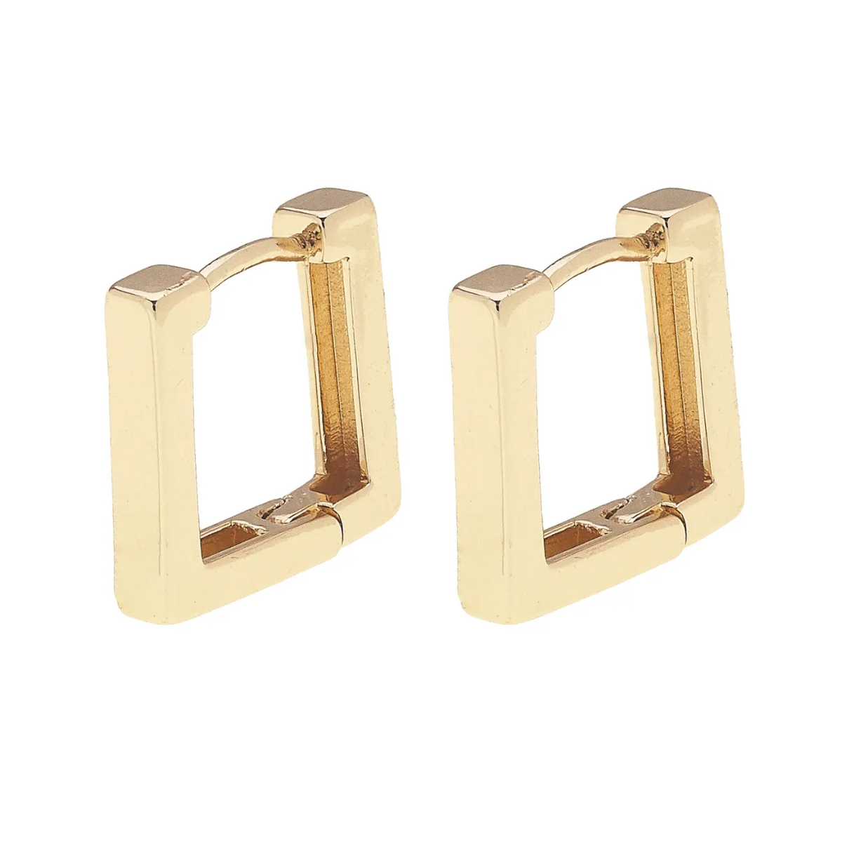 Tai Squared Huggie Hoop Earrings in Shiny Gold