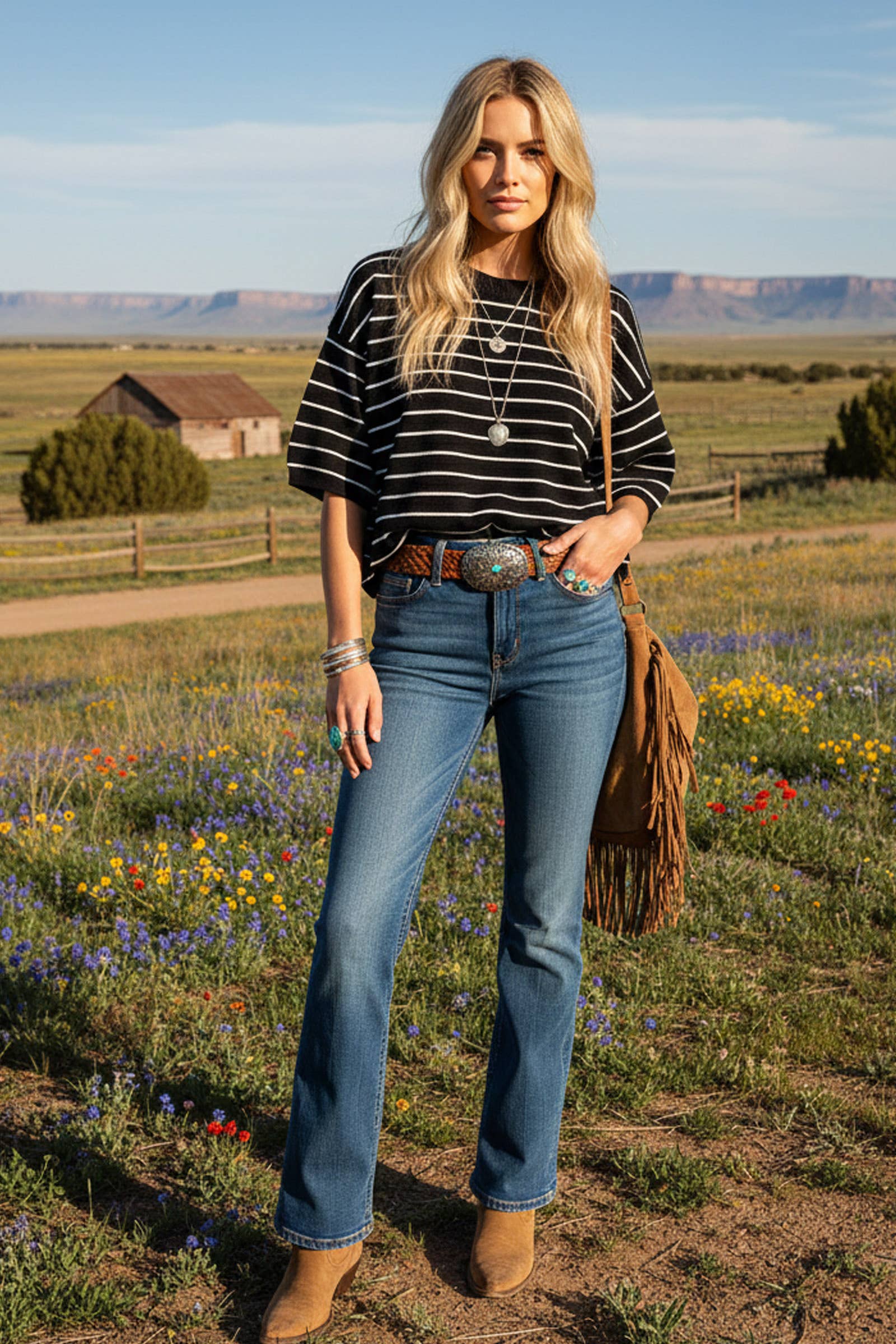 Striped Knit Short Sleeve Top: TAUPE/WHITE