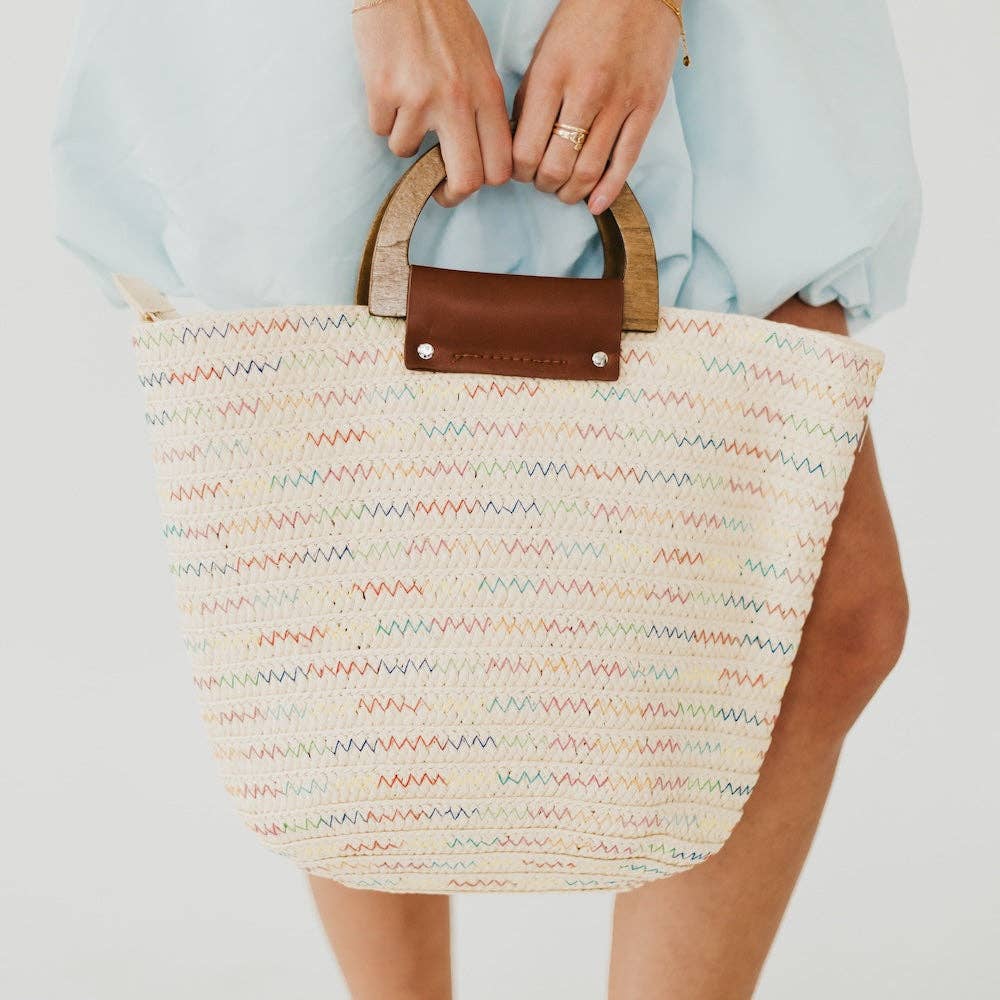 Savannah Straw Tote Bag: Tan