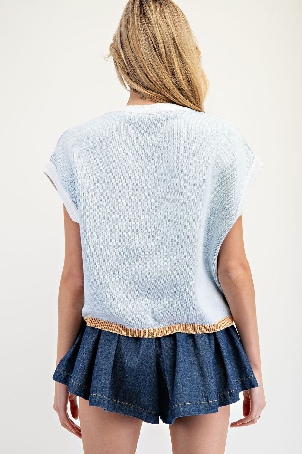 Reef Blue Sleeveless Sweater Top