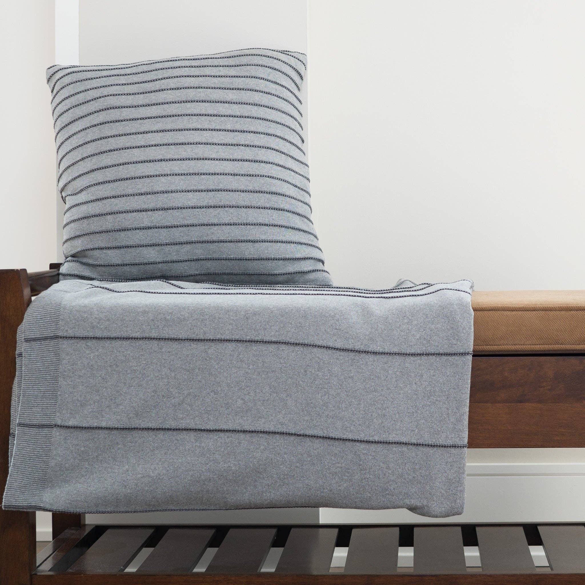 Anika Gray Striped Throw Blanket