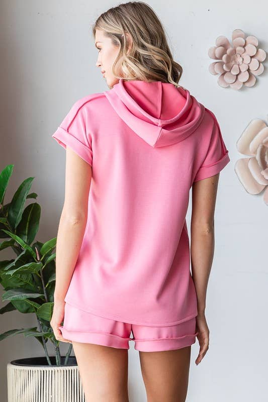 Out The Door Scuba Hoodie Top: BLACK