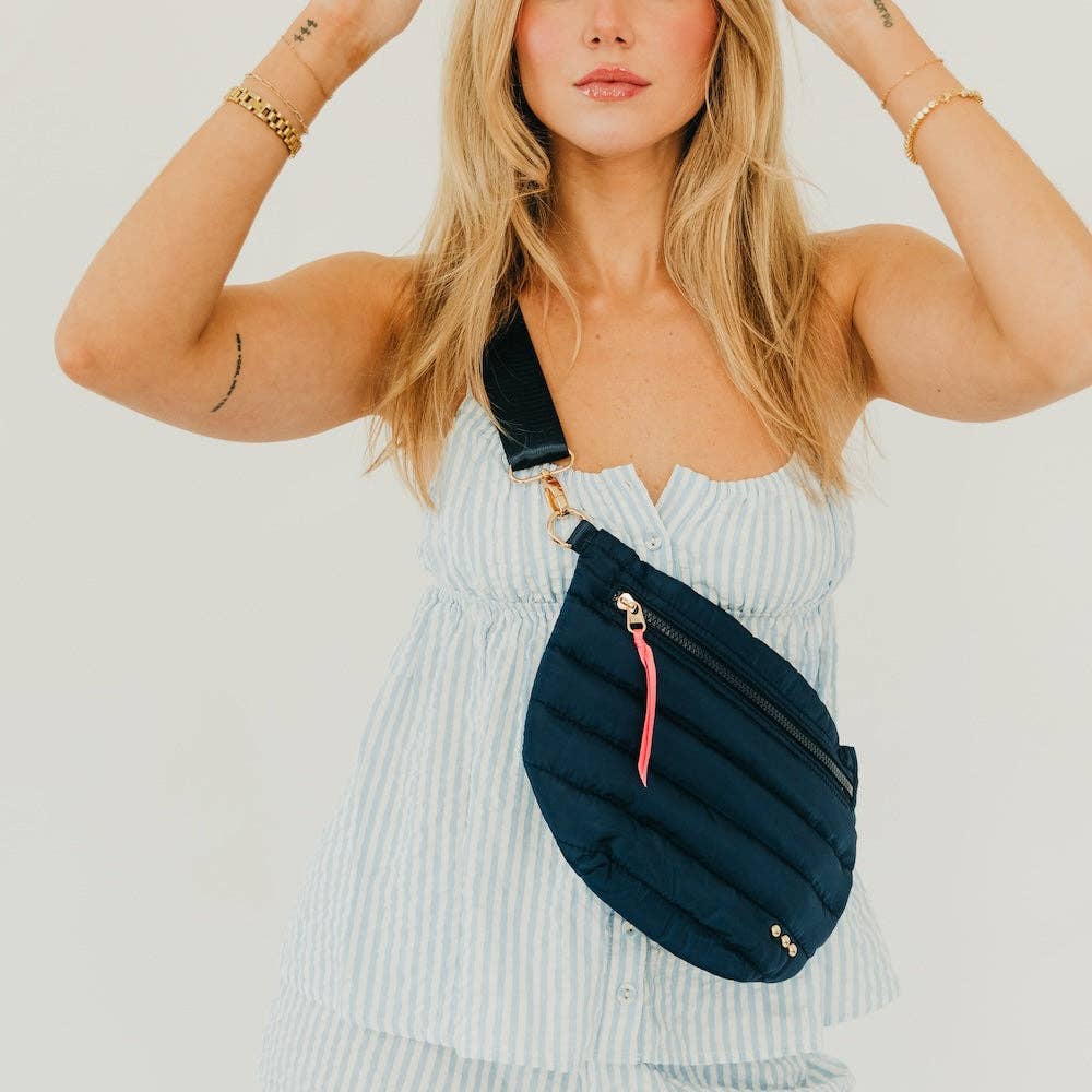Jolie Puffer Bum Bag: Light Denim