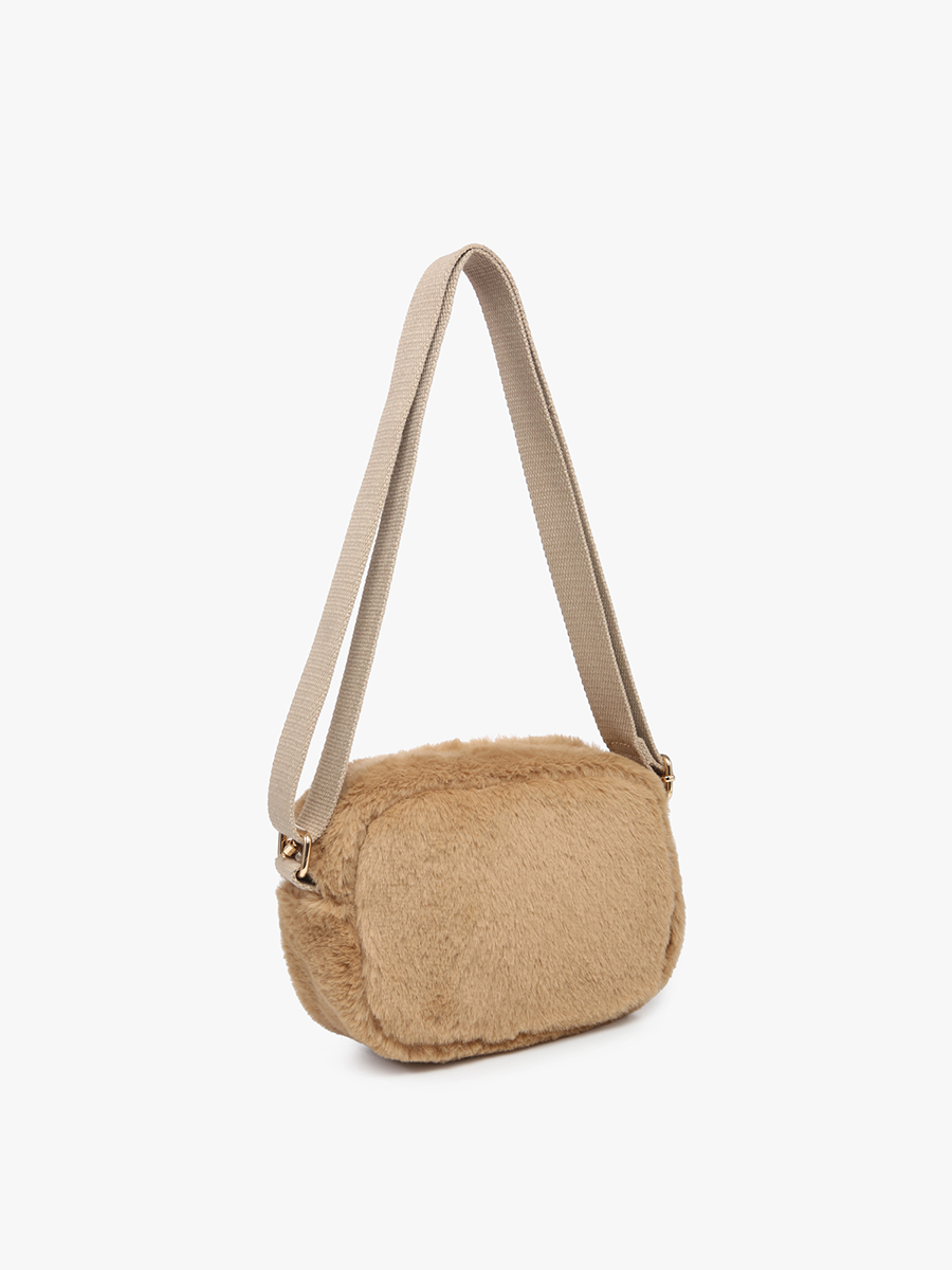 Geneva Faux Fur Belt Bag/Crossbody: Off White