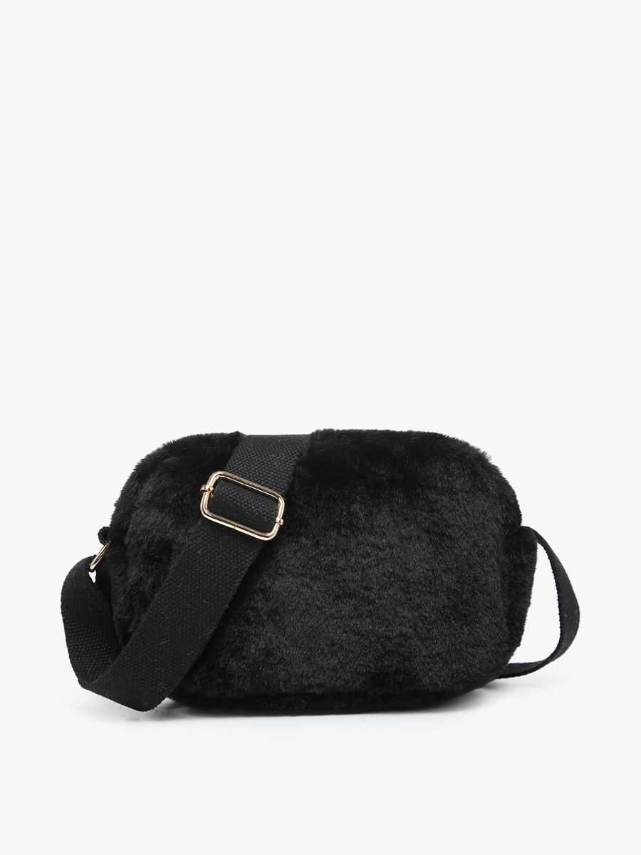 Geneva Faux Fur Belt Bag/Crossbody: Off White