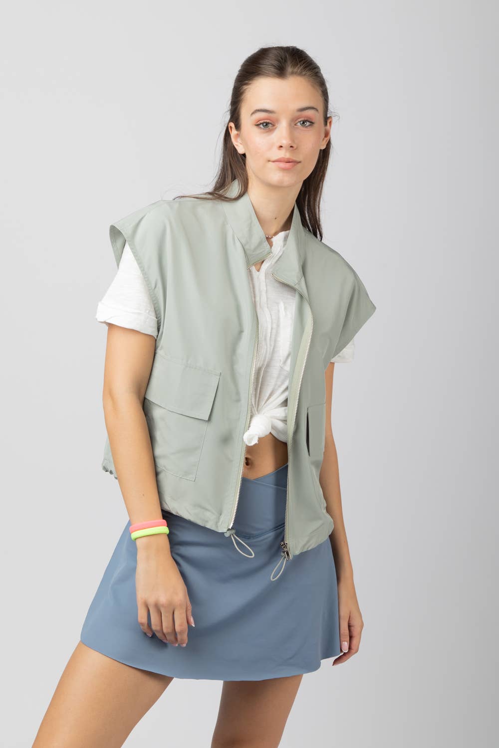 Tee Time Wind Breaker Top in Sage