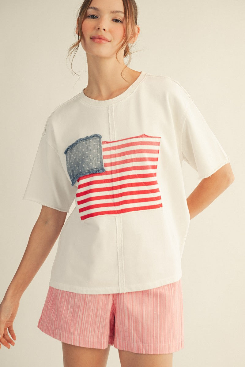 American Flag Patched Tee