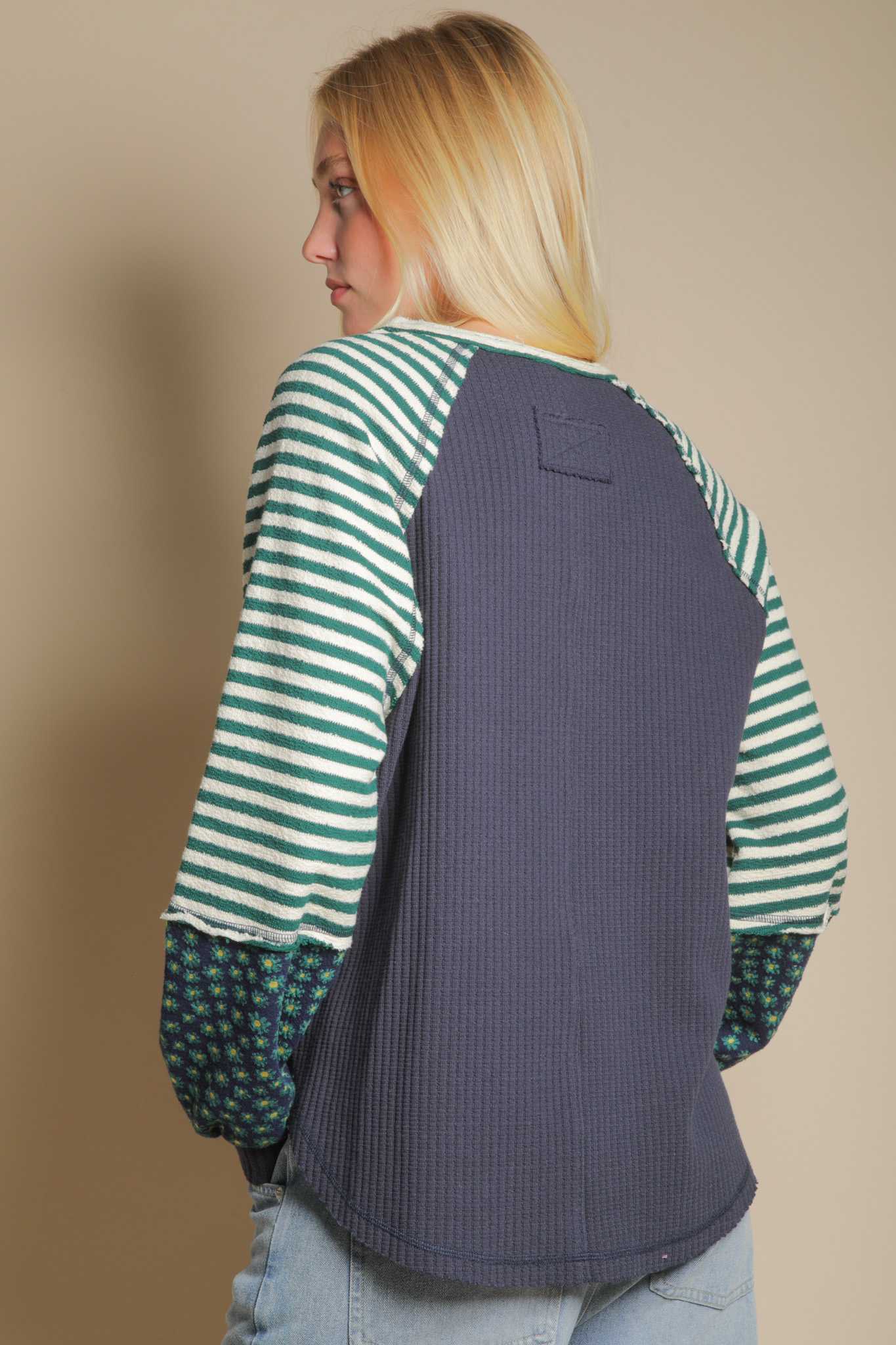 Lark Flora and Stripe Accent Top