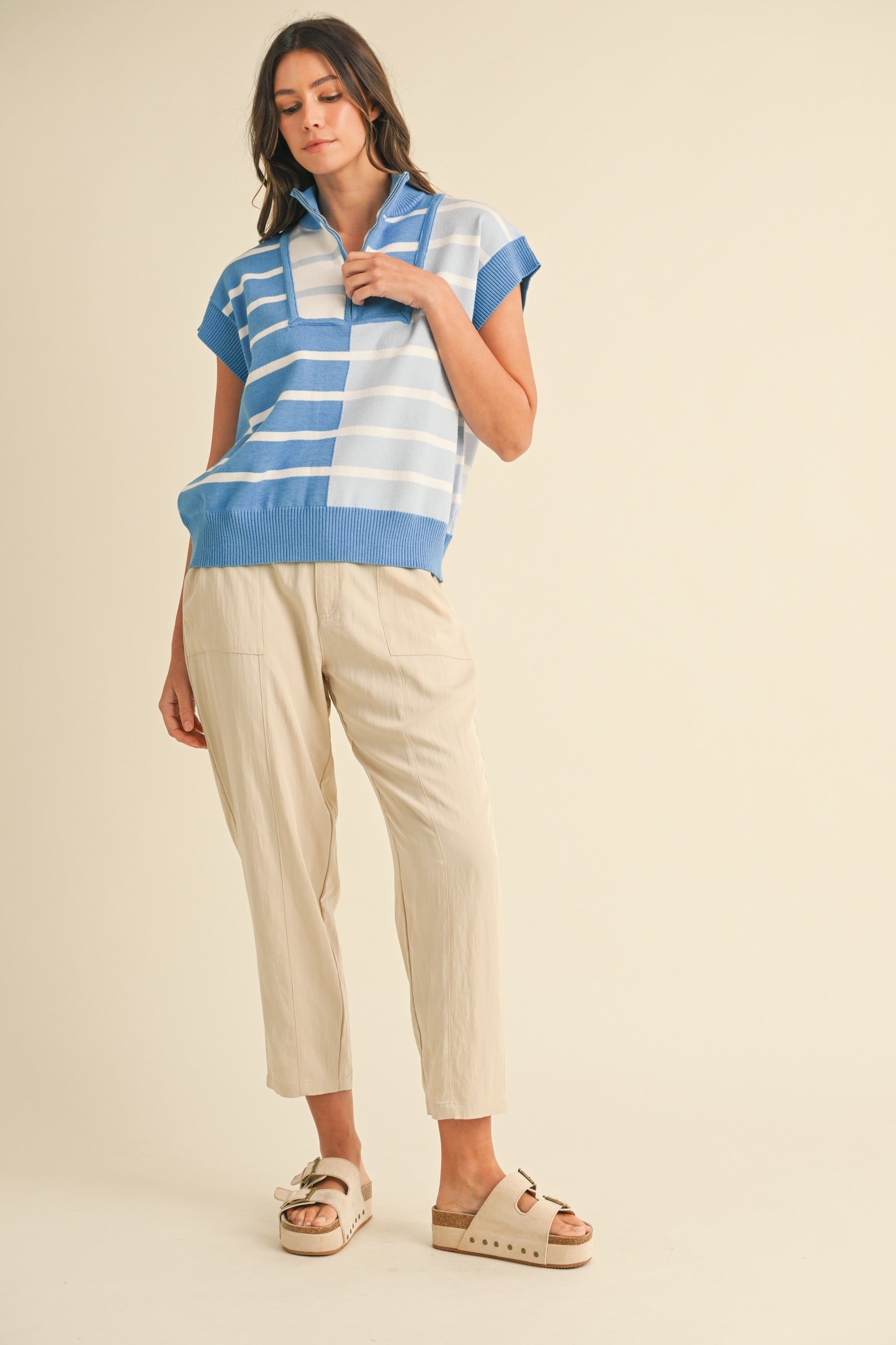 Soft Skies Sleeveless Sweater Top