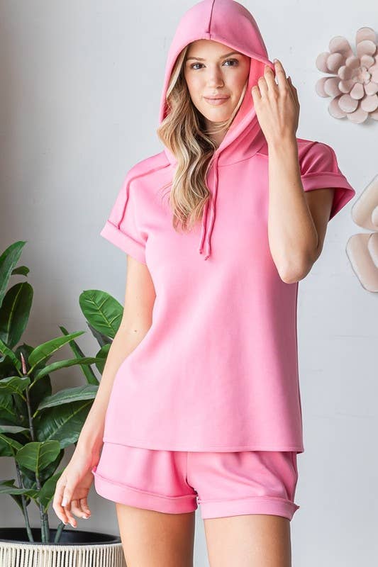 Out The Door Scuba Hoodie Top: BLACK