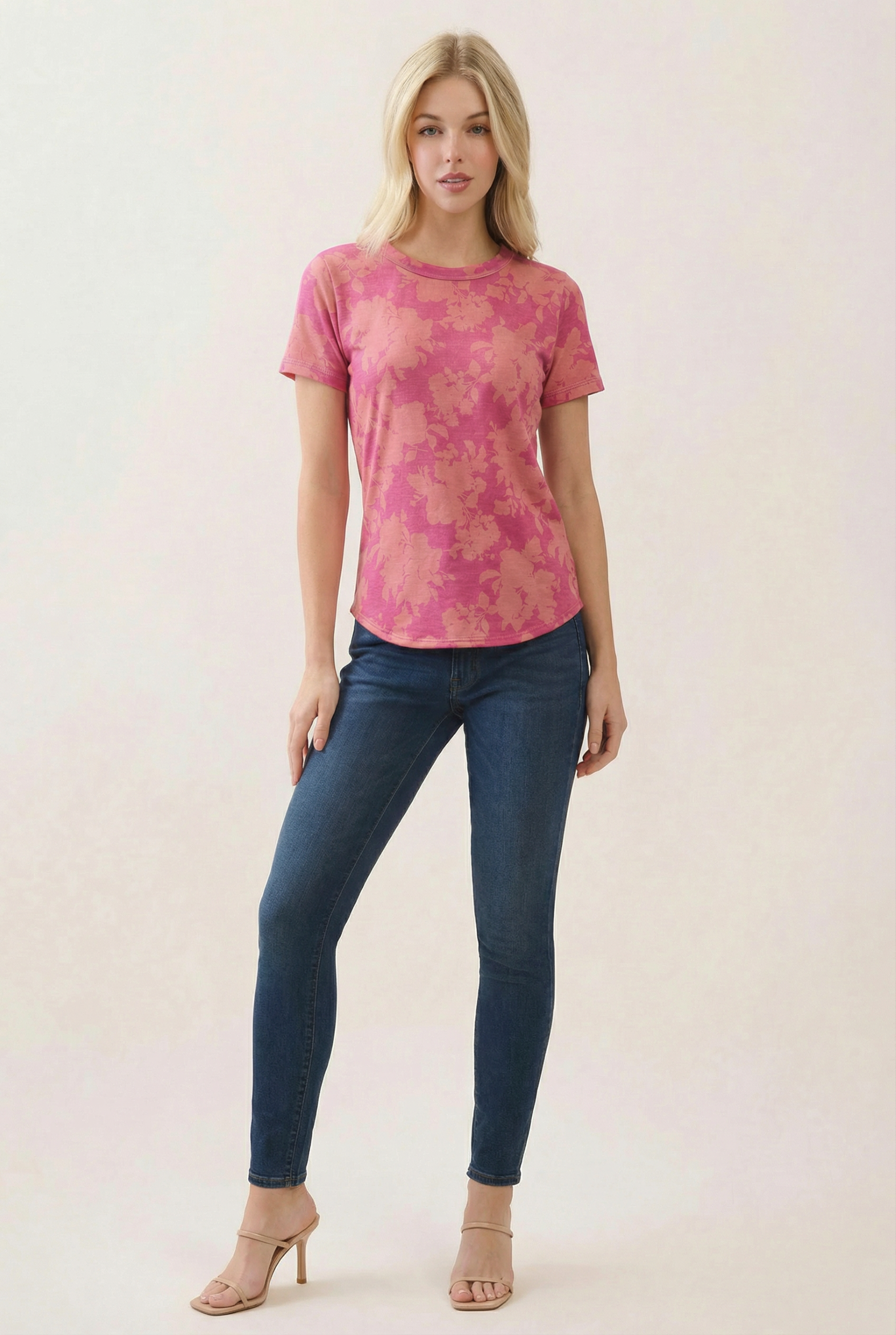 Floral Print Short Sleeve Tee: Floral / XL