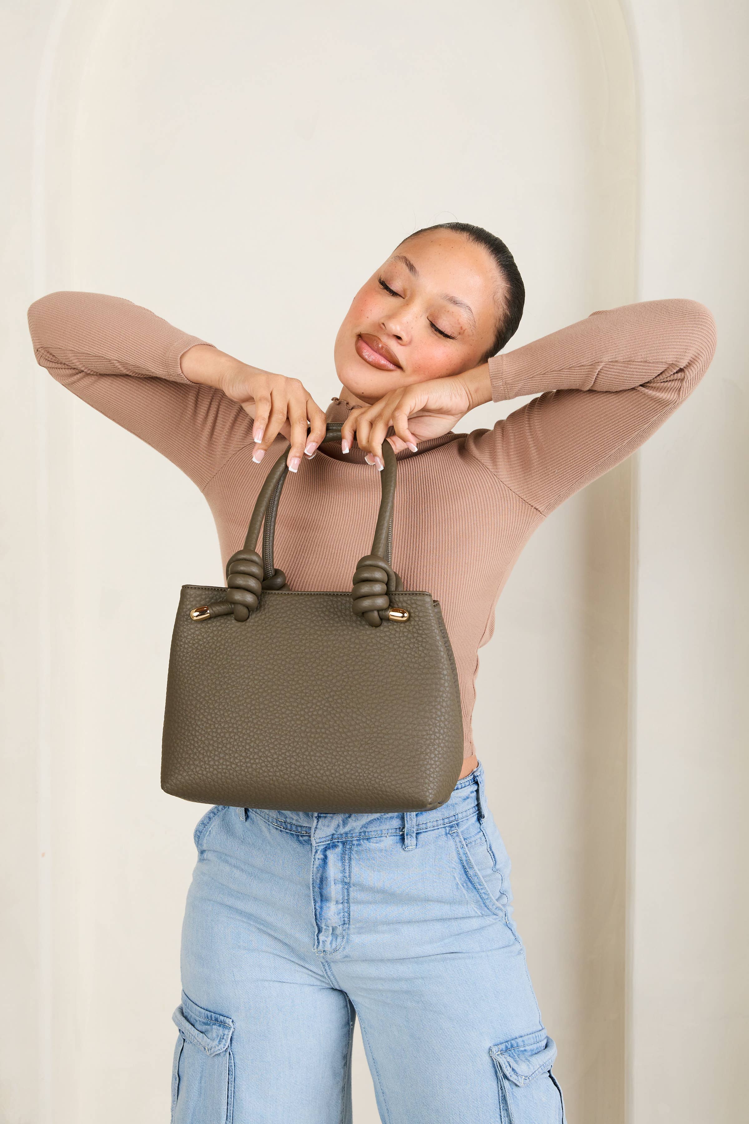 Blair Classic Satchel w/ Knotted Handles & Long Strap: Dark Slate