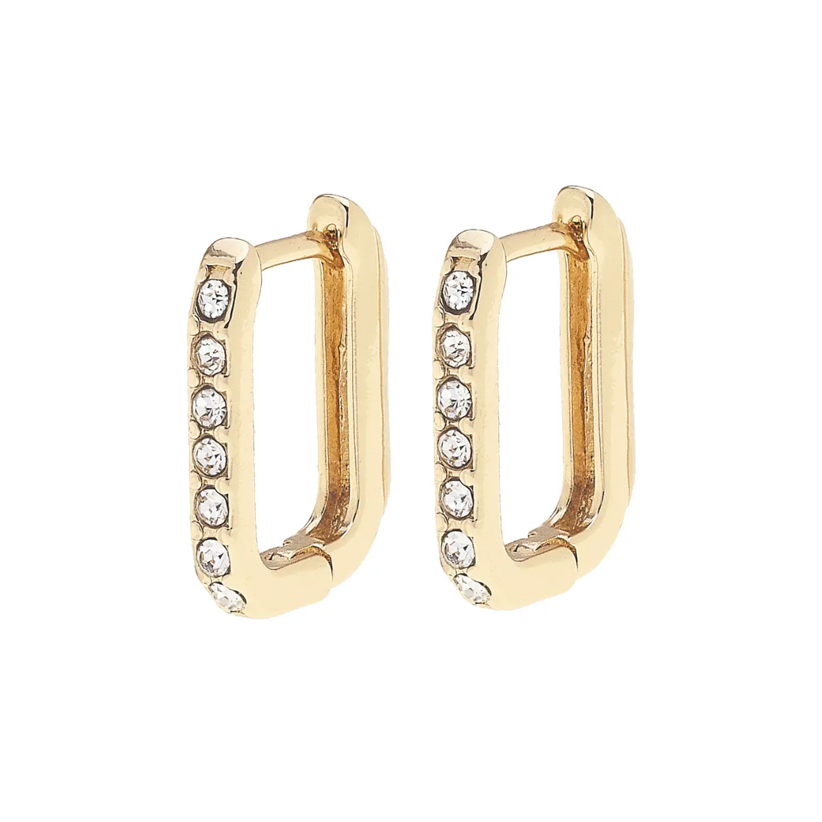 Tai Pave Rectangle Huggie Hoop Earrings in Shiny Gold