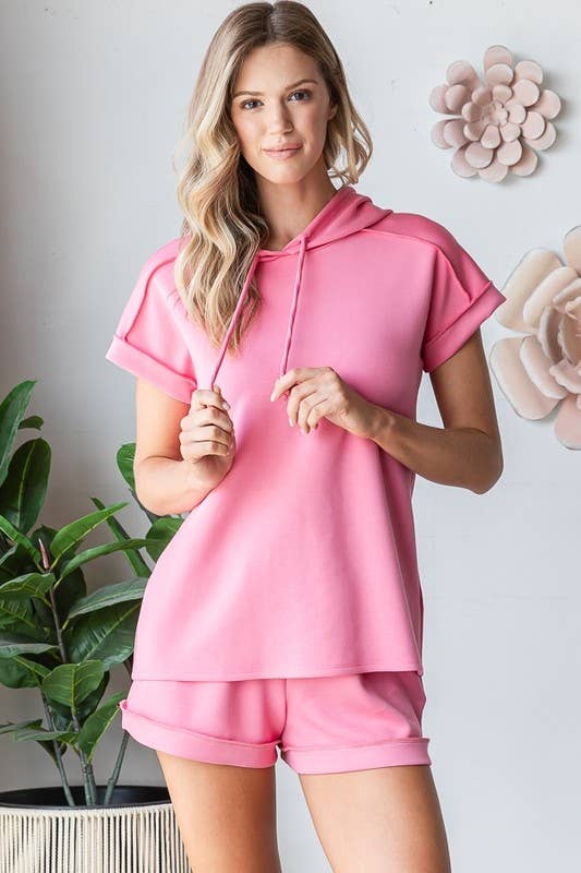 Out The Door Scuba Hoodie Top: BLACK