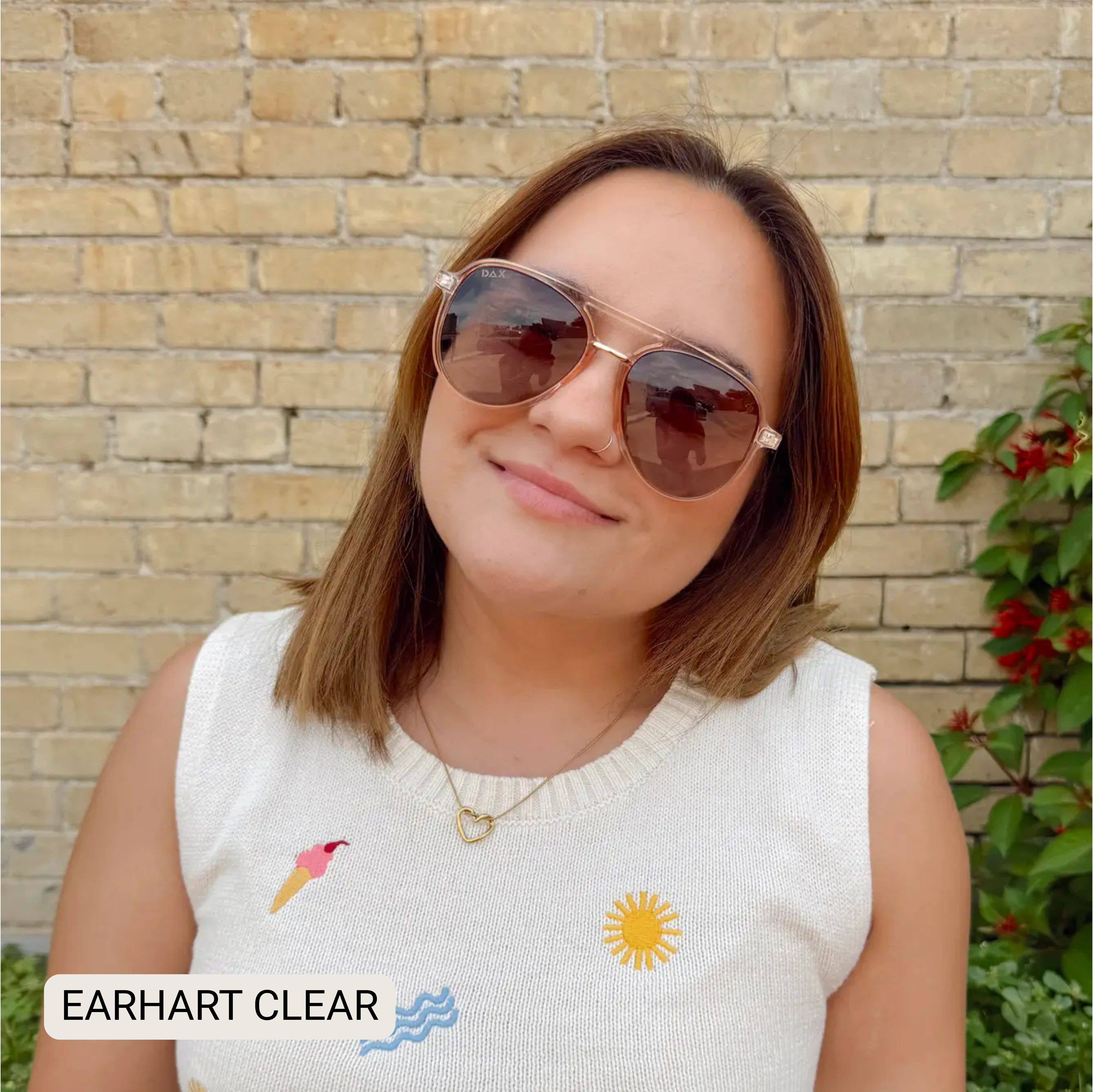 Earhart - Women’s Aviator Sunglasses–Polarized Everyday Chic: Clear