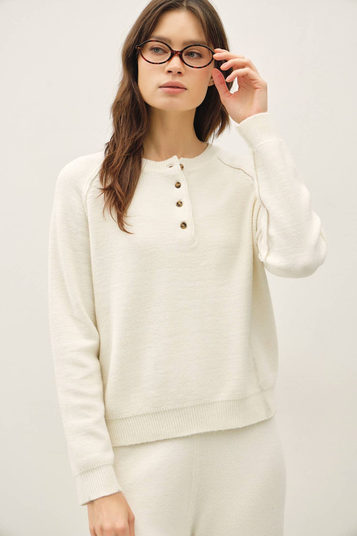ALPINE ULTRA COZY HENLEYED SWEATER TOP