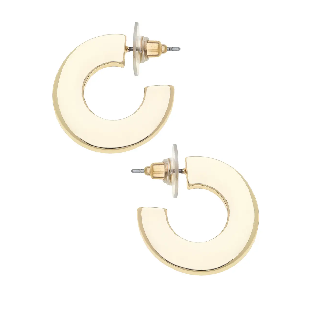 Cali Large Flat Hoop Earrings in Shiny Gold
