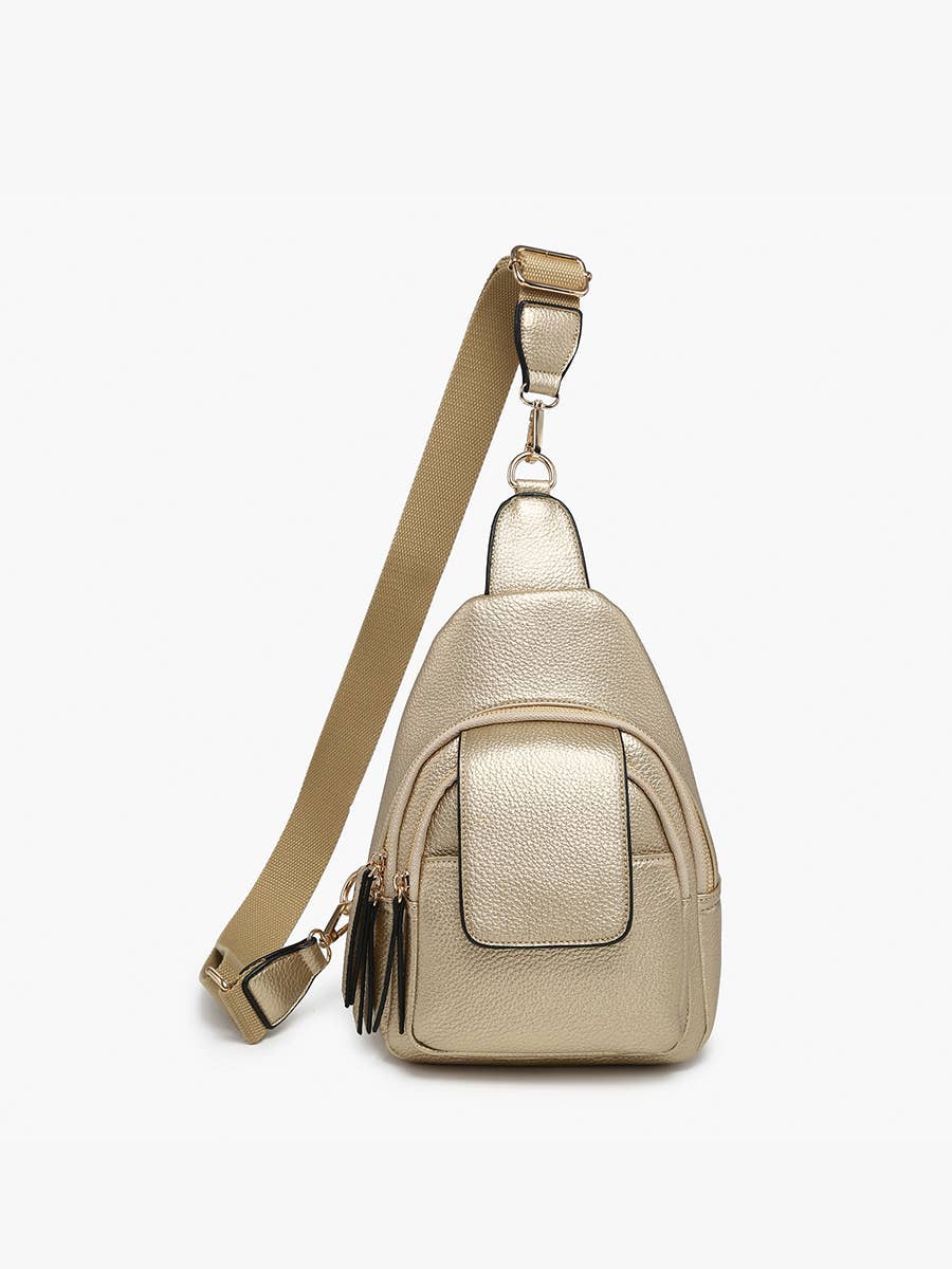 Sophia Sling Bag w/ Flapover Pocket: Brown