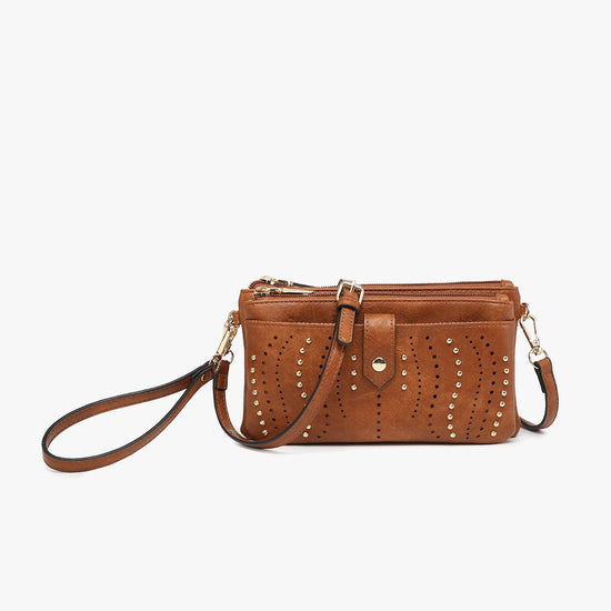 Ayra Studded Front Wallet/Clutch: Brown