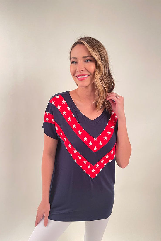 Red Stars Accent Tee
