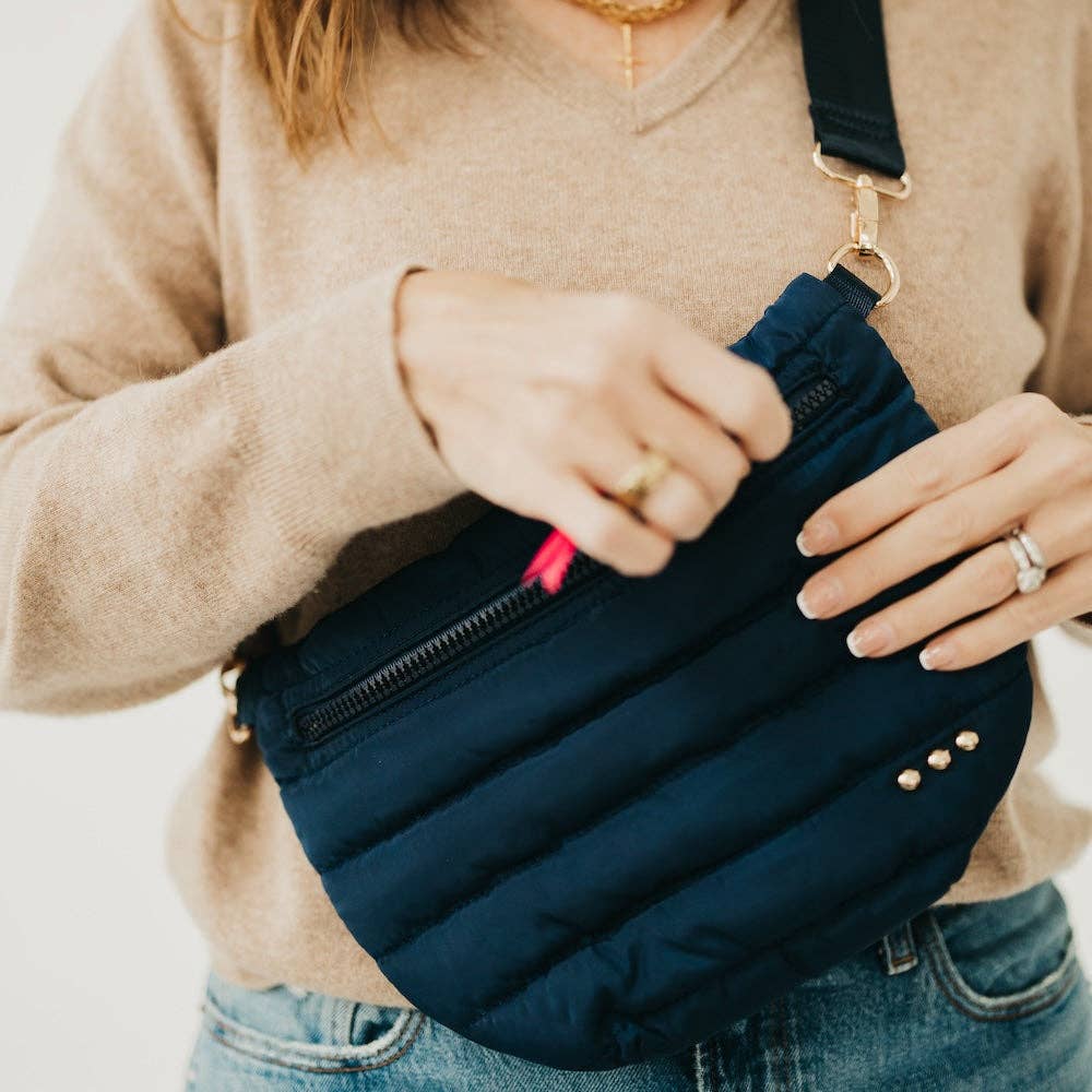 Jolie Puffer Bum Bag: Light Denim