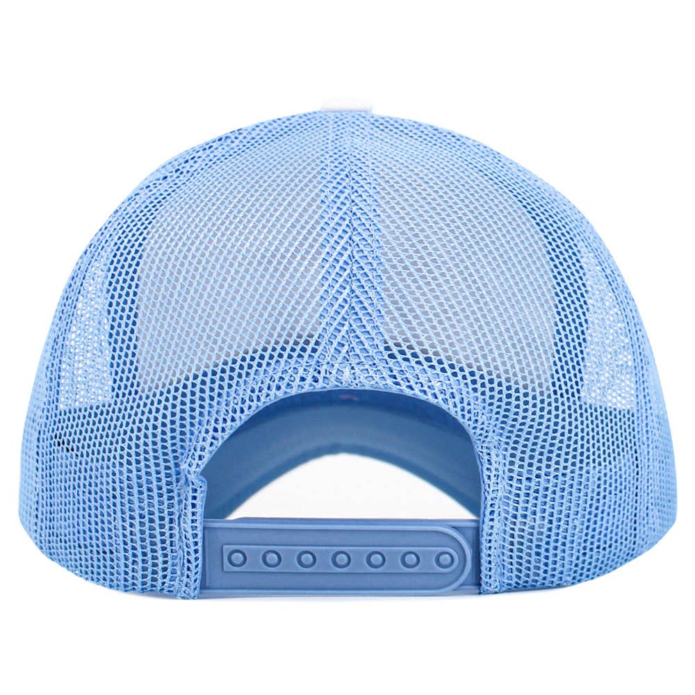WAKE LAKE Mesh Back Trucker Hat: Light Blue,White