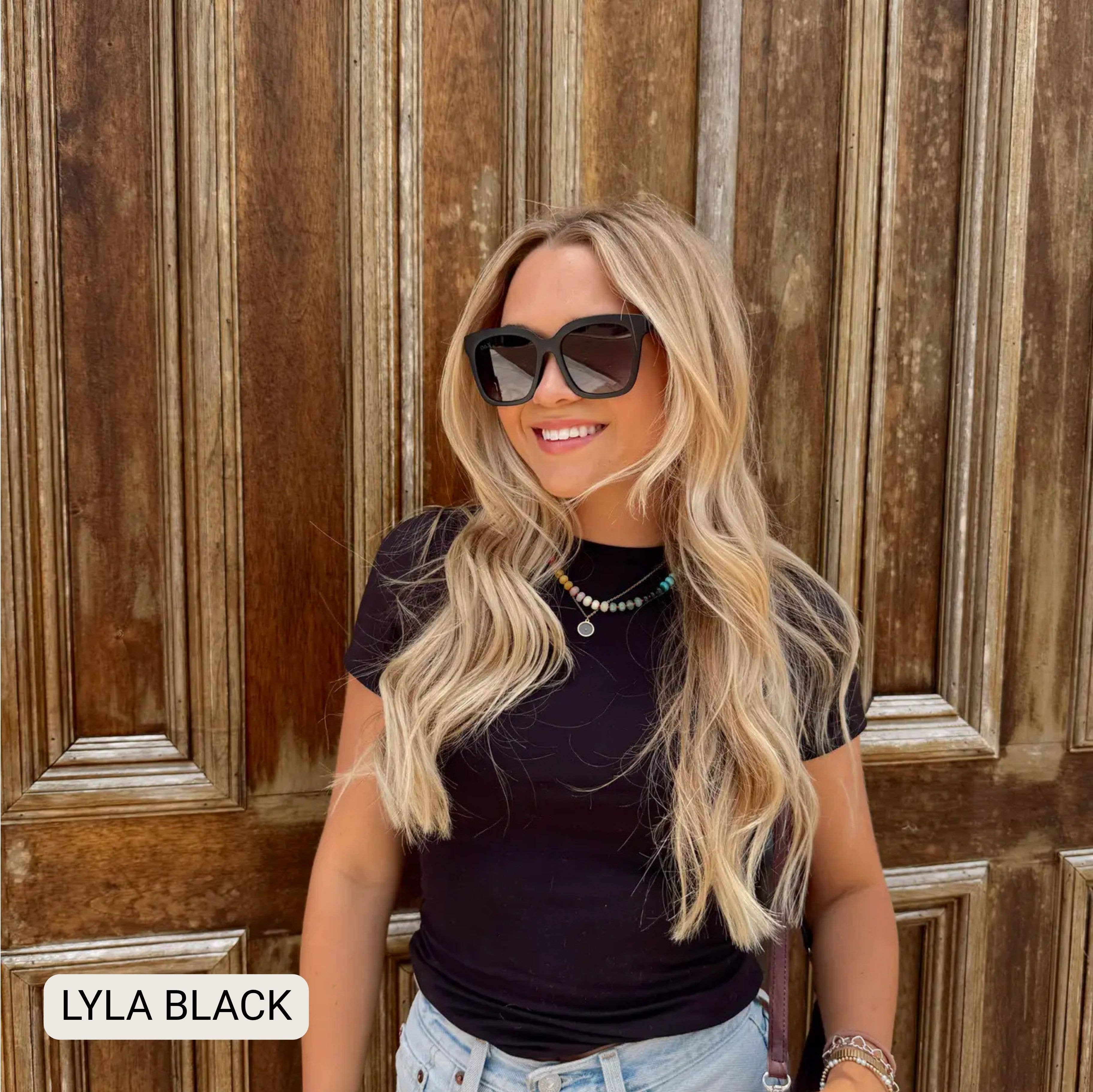 Lyla - Polarized Medium Cat Eye Sunglasses: Black