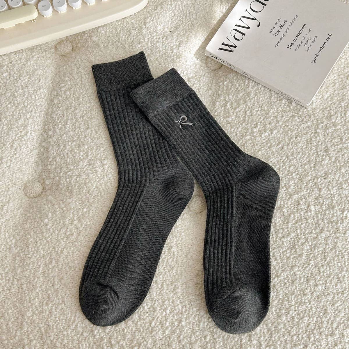 Bow Embroidered Crew Socks –Cute, Stylish